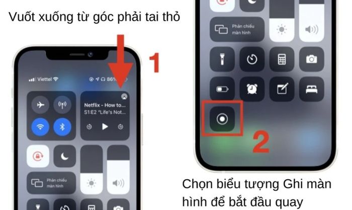 Bước 2: Nhấn vào biểu tượng Ghi để bắt đầu quay video màn hình trên iPhone của bạn.