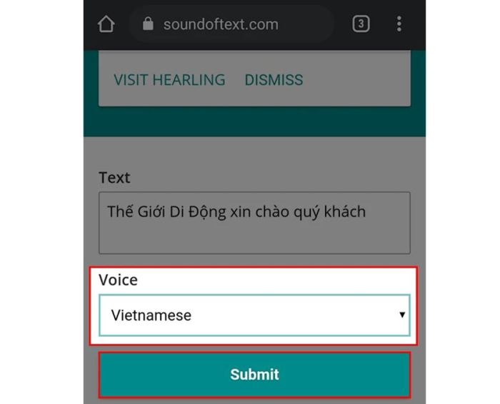 Sử dụng trang SoundofText