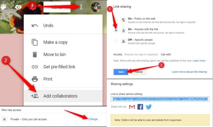 Hướng dẫn chia sẻ công việc trên Google Biểu Mẫu