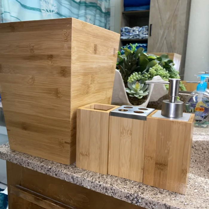 The complete bamboo bathroom accessory collection
