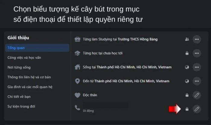 Ẩn các thông tin cá nhân trong mục Tổng quan thông qua Thiết lập quyền riêng tư