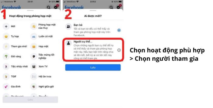 Các bước tạo phòng họp mặt trên Facebook