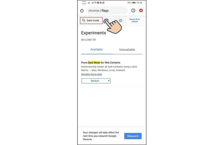 Kích hoạt chế độ giao diện tối cho Google trên Android