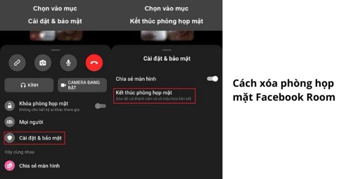Hướng dẫn xóa phòng họp mặt