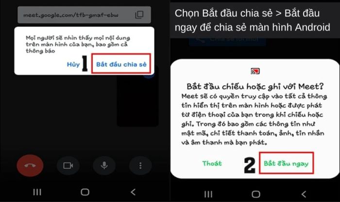Nhấn vào Bắt đầu chia sẻ
