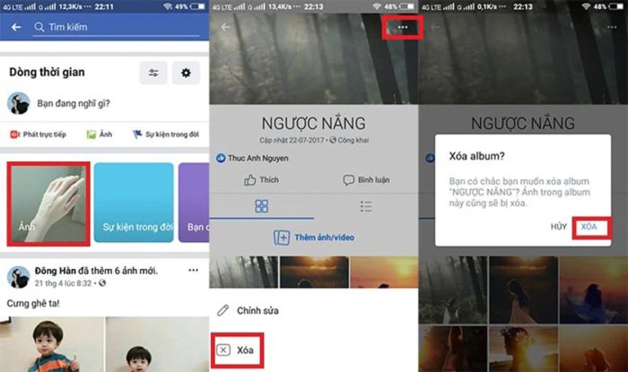 hướng dẫn xóa album ảnh trên Facebook