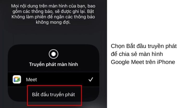 Màn hình của iPhone bạn sẽ bắt đầu được chia sẻ trên Google Meet
