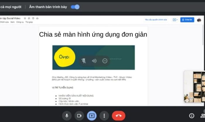 Hướng dẫn chia sẻ màn hình Google Meet với các ứng dụng.