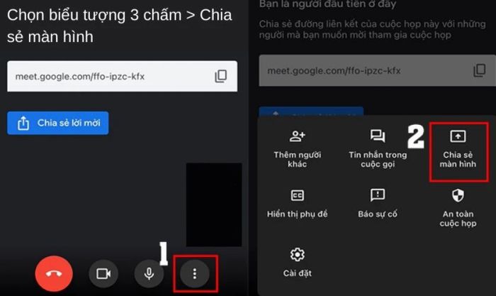 Cách chia sẻ màn hình Google Meet trên iPhone
