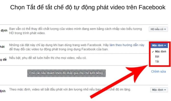 Cách bật và tắt tự động phát video trên Facebook qua máy tính