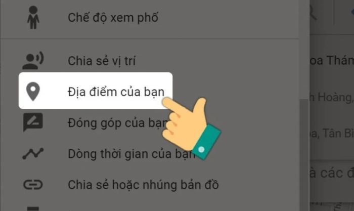 Chọn mục Địa điểm của bạn