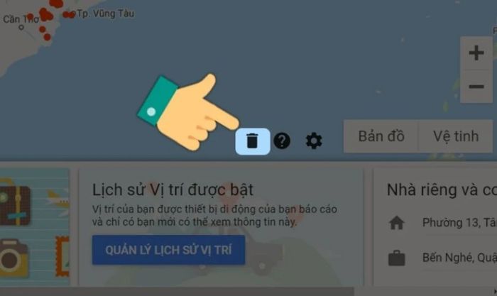 Hướng dẫn cách xóa lịch sử tìm kiếm trên Google Maps.