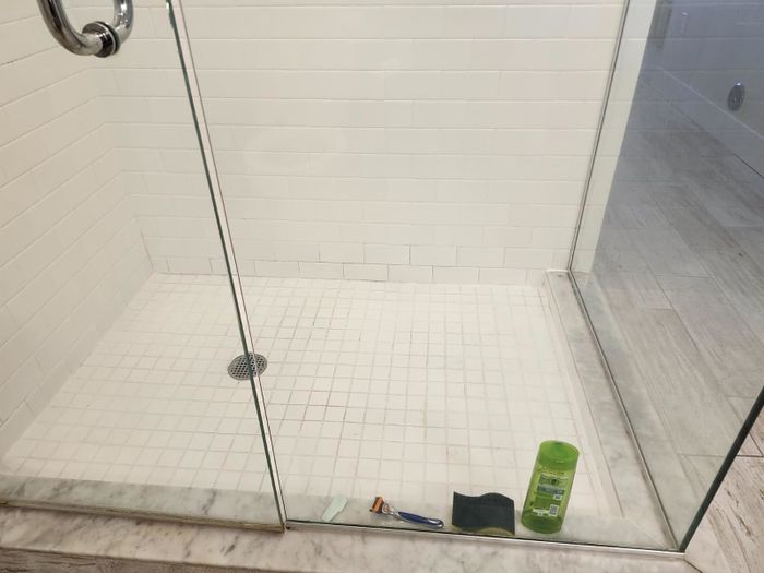 Pristine, clear glass shower doors