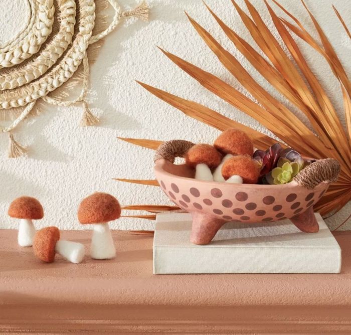 A red polka dot bowl