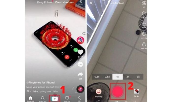 Bước 2: Tại nút 'Start Video', bạn sẽ thấy các chế độ quay là 15s, 60s và MV. Chọn chế độ 60s và nhấn vào nút đỏ để bắt đầu quay video dài hơn 1 phút.