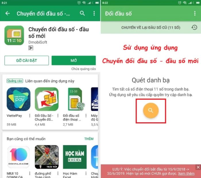 Sử dụng phần mềm Chuyển đổi đầu số - Cập nhật đầu số mới