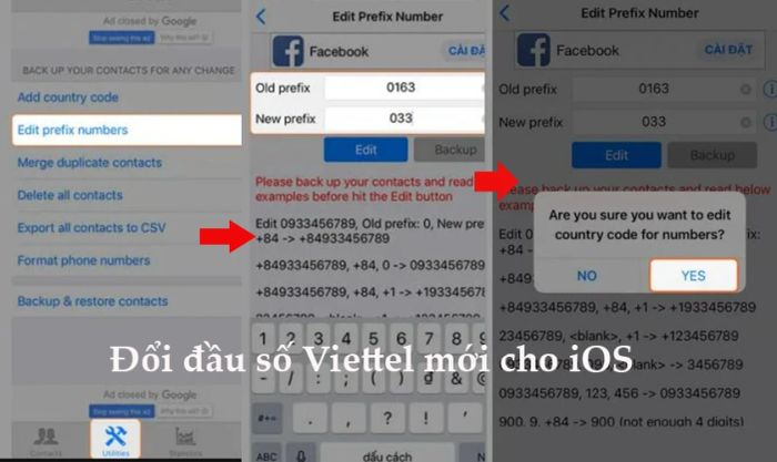 Cách thực hiện đổi đầu số Viettel mới cho danh bạ trên điện thoại iOS