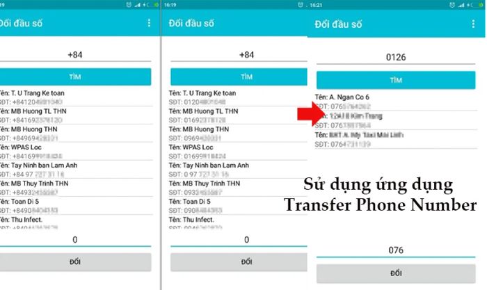 Sử dụng ứng dụng Transfer Phone Number để thực hiện đổi số