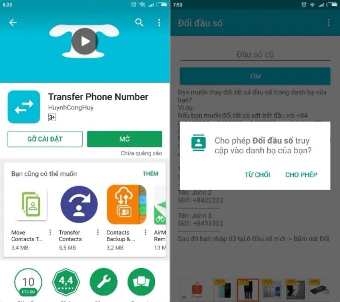 Cài đặt và sử dụng ứng dụng Transfer Phone Number