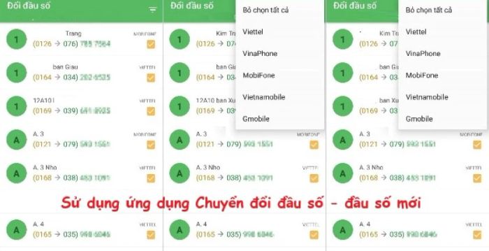 Cách sử dụng ứng dụng Chuyển đổi đầu số - Thực hiện cập nhật đầu số mới