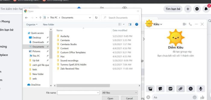 Hướng dẫn gửi file qua Messenger trên máy tính