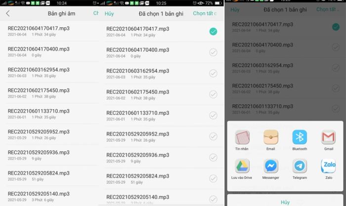 Tìm vị trí file ghi âm trên Android