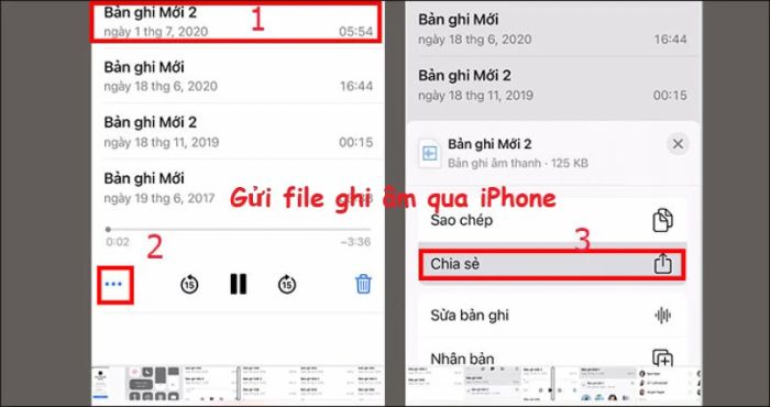 Hướng dẫn gửi file ghi âm qua iPhone