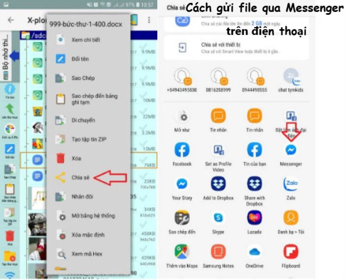 Cách gửi file qua điện thoại