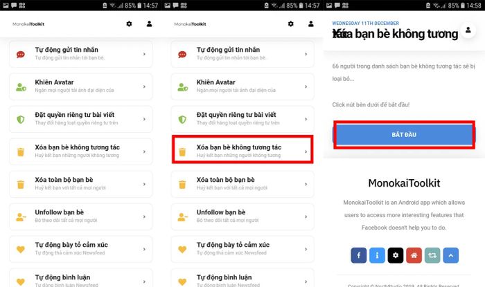 Nhấn Bắt đầu để tiến hành xóa bạn bè của bạn.