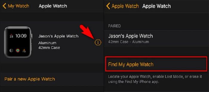 Cách tìm Apple Watch qua ứng dụng Find My Apple Watch