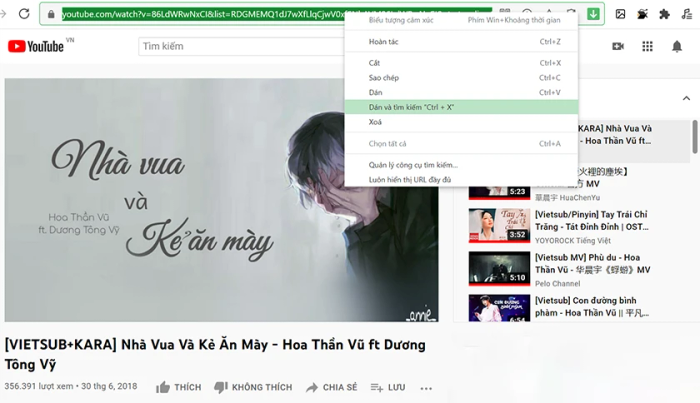 Tải nhạc từ Youtube bằng cách nhấn tổ hợp phím Ctrl + X.