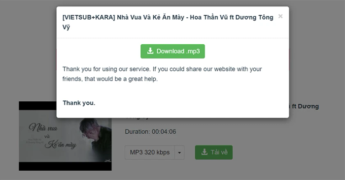 Chọn download.mp3 để tiếp tục quá trình tải xuống