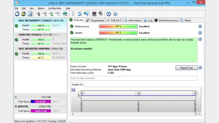 Kiểm tra ổ cứng laptop với Hard Disk Sentinel