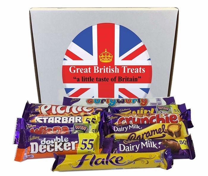 The assortment of British treats in the box.