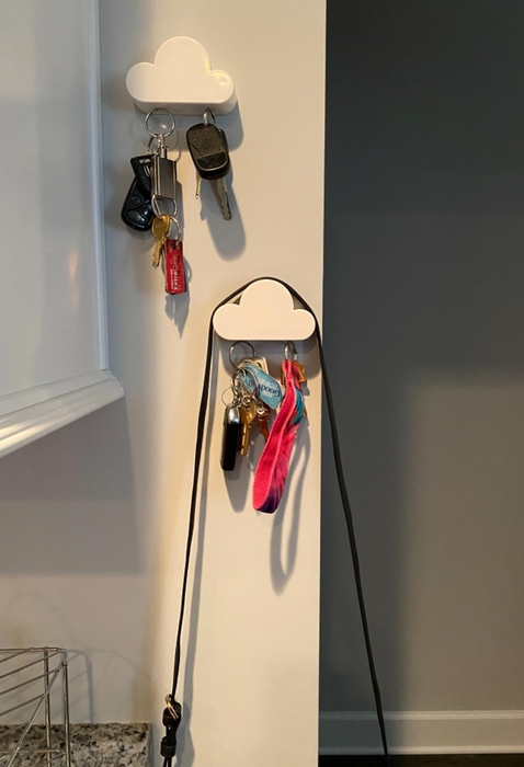Two wall-mounted cloud key holders in place.