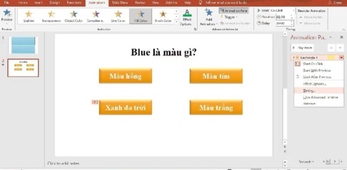 Cách tạo trò chơi trên PowerPoint bắt đầu từ một slide chứa câu hỏi dành cho người chơi.