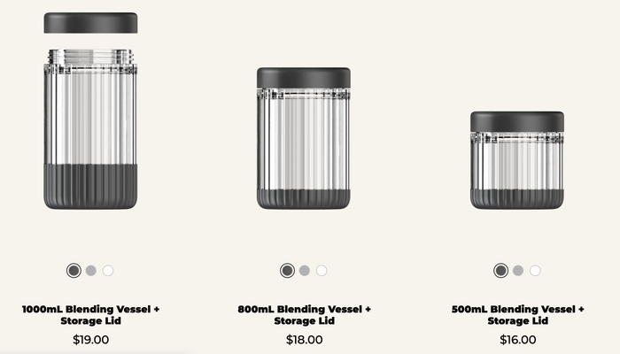 The available container sizes
