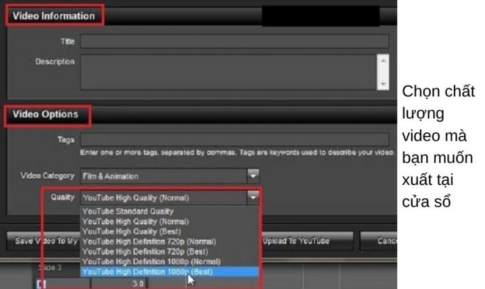 Chọn chất lượng video xuất ra