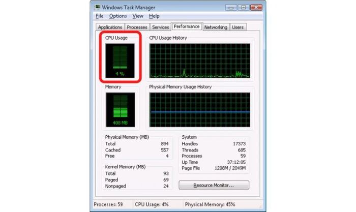 Hướng dẫn kiểm tra tỷ lệ phần trăm CPU hoạt động trên Windows 7