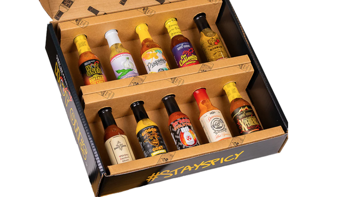 Hot sauce set in a box