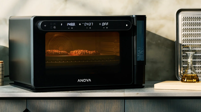 Anova steam oven sitting elegantly on a kitchen counter, ready for use.
