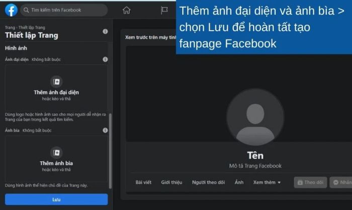 Thêm ảnh đại diện và ảnh bìa