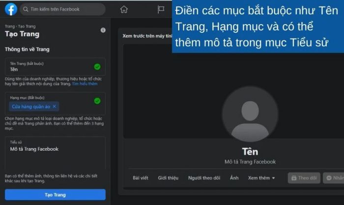 Tạo fanpage Facebook