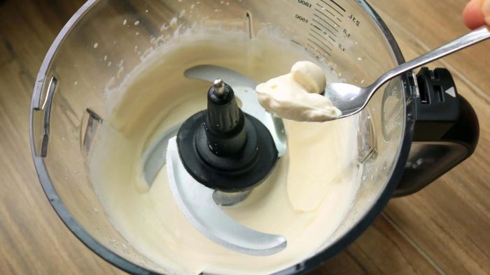 Whipped cream made with a food processor.