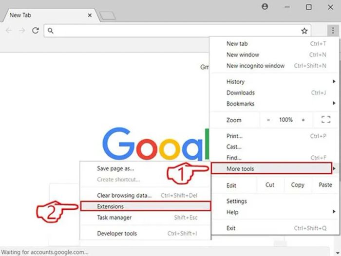Gỡ bỏ các tiện ích Extension không cần thiết
