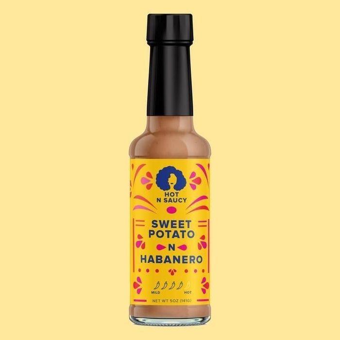 Sweet potato infused hot sauce in a convenient bottle.