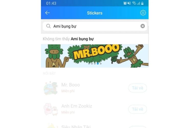 Vấn đề khi không thể tải Sticker Ami trên Zalo