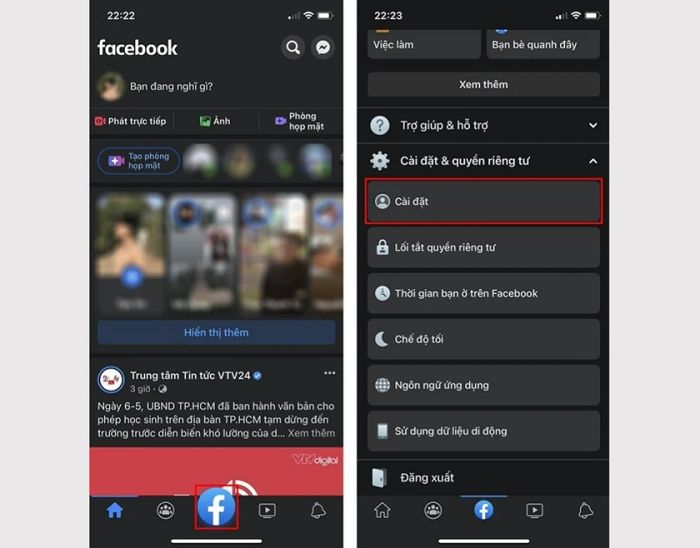 Cách mở bong bóng chat Messenger trên iPhone thông qua phần cài đặt.