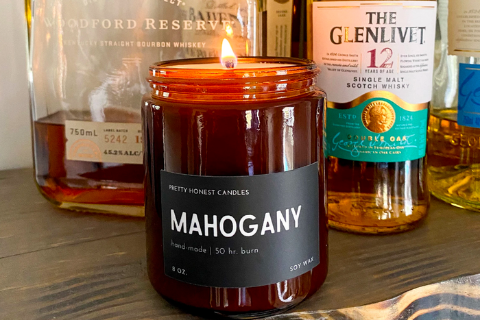 Mahogany-scented candle.