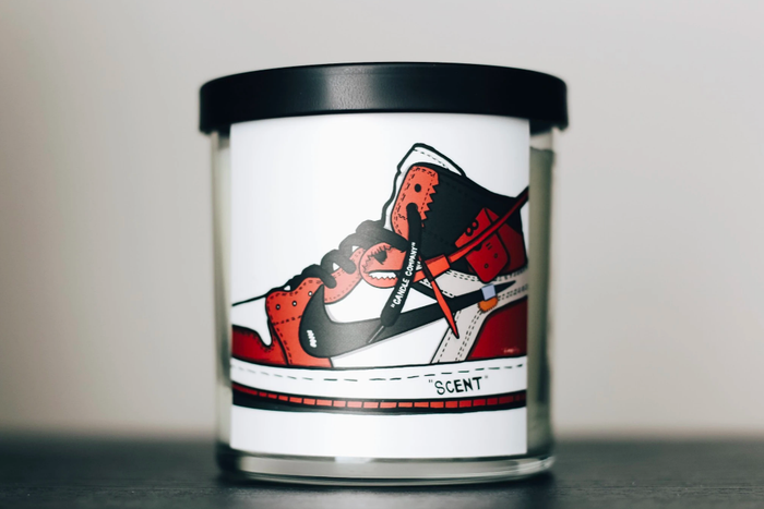 Sneaker-inspired candle.